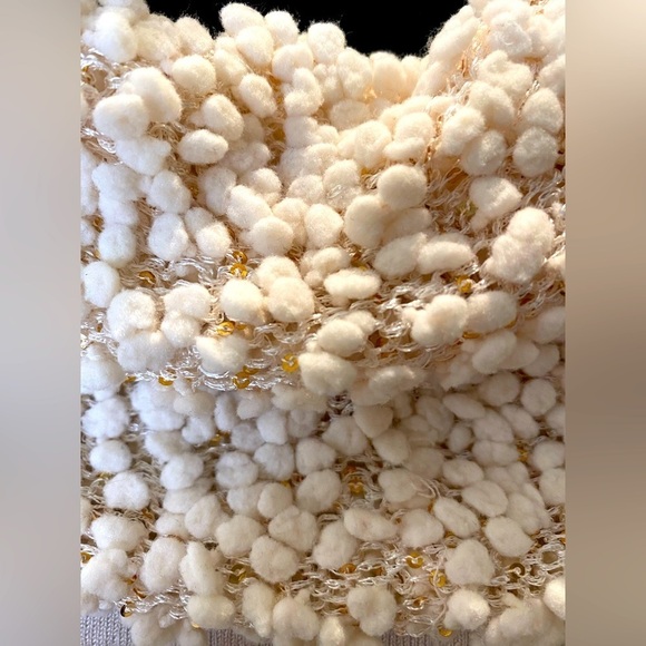 Dolce Cabo cowl neck poncho in off white w/ sparkling collar w/ gold sequins ✨ - Picture 8 of 10